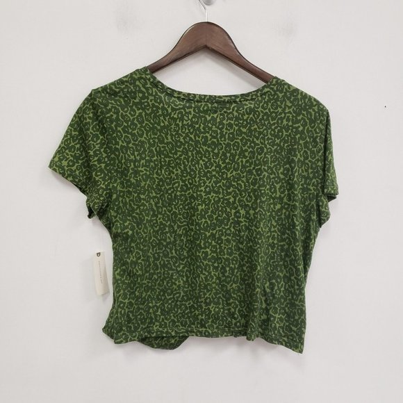 Anthropologie Womens Green Motif Draped T-Shirt Size L Short Sleeve Modal - Picture 2 of 12